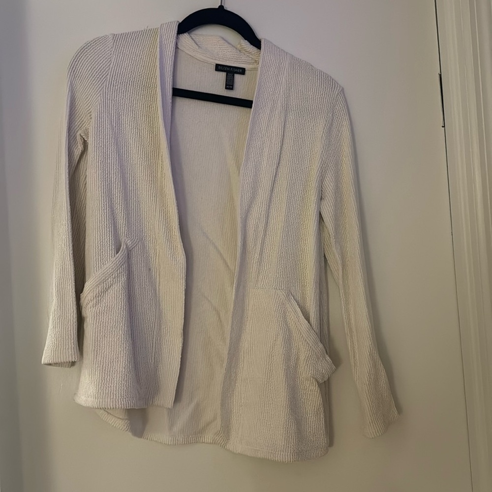 Eileen fisher cotton relaxed sweater blazer